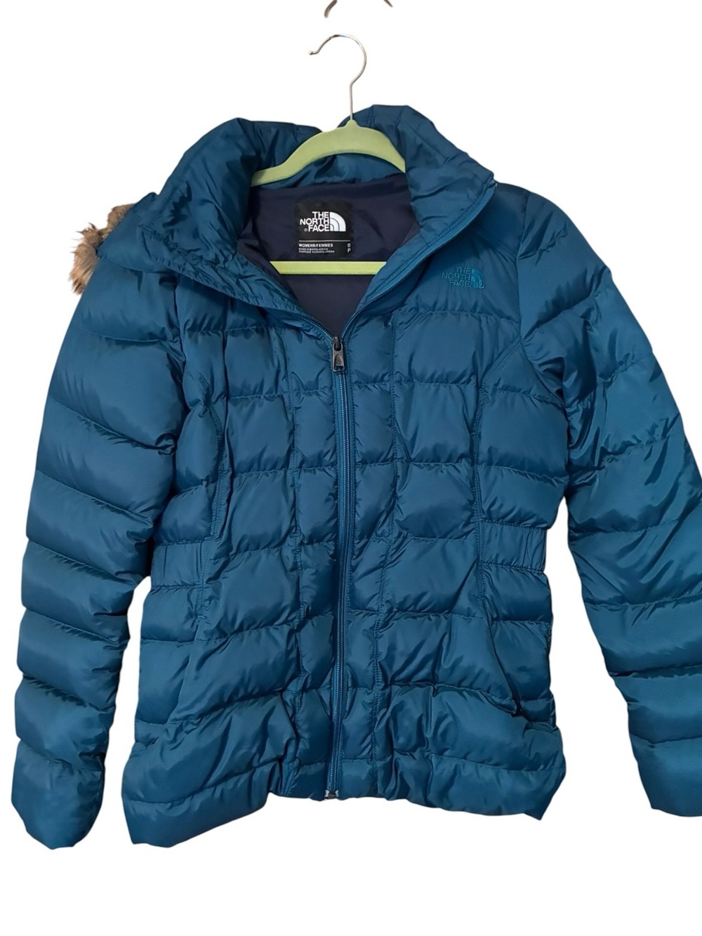 The North Face Gotham Down Jacket Teal Blue Women Small Removable Hood